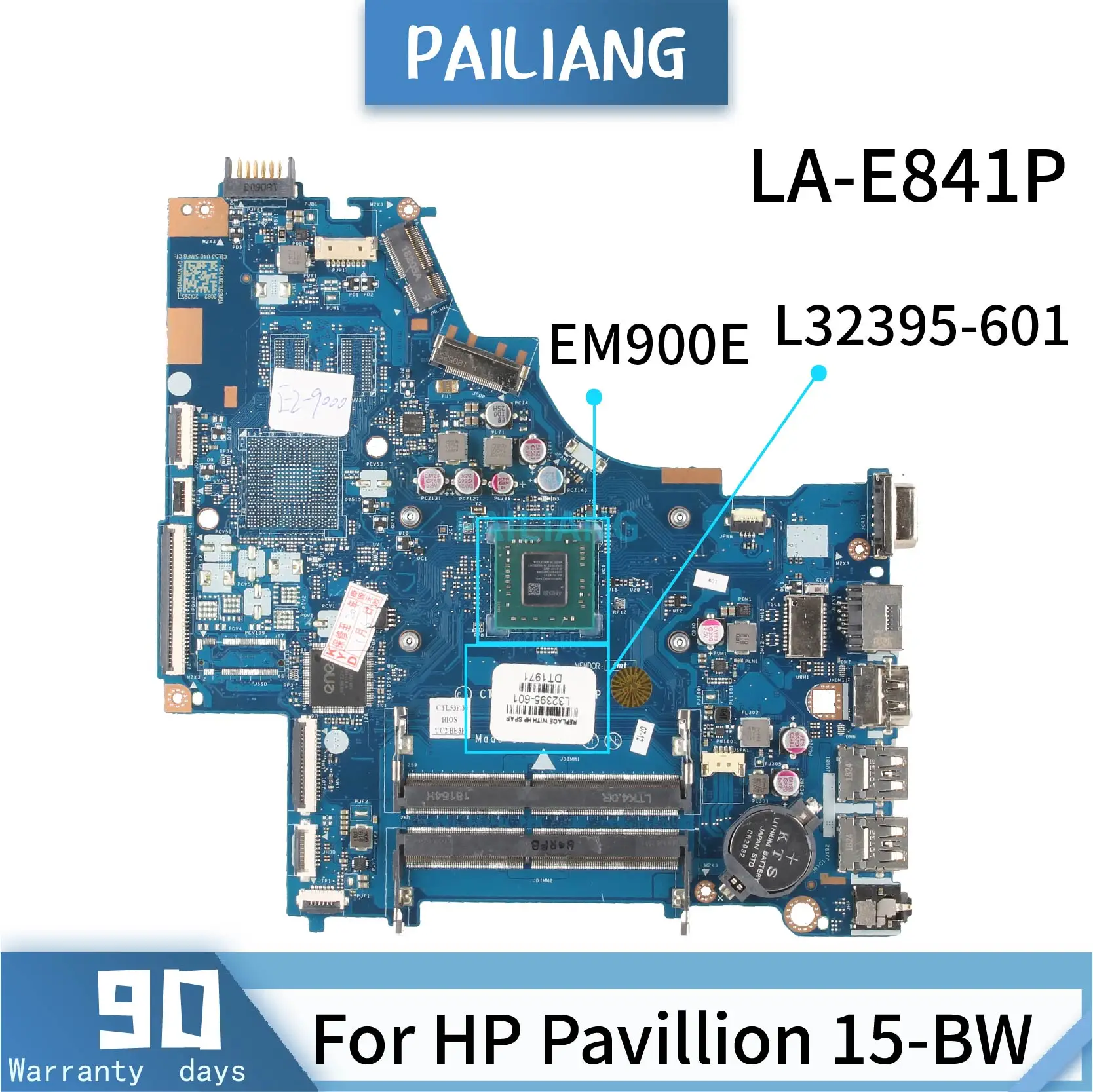 60% OFF  PAILIANG Laptop motherboard For HP Pavillion 15-BW LA-E841P Mainboard Core EM900E L32395-601 TESTED