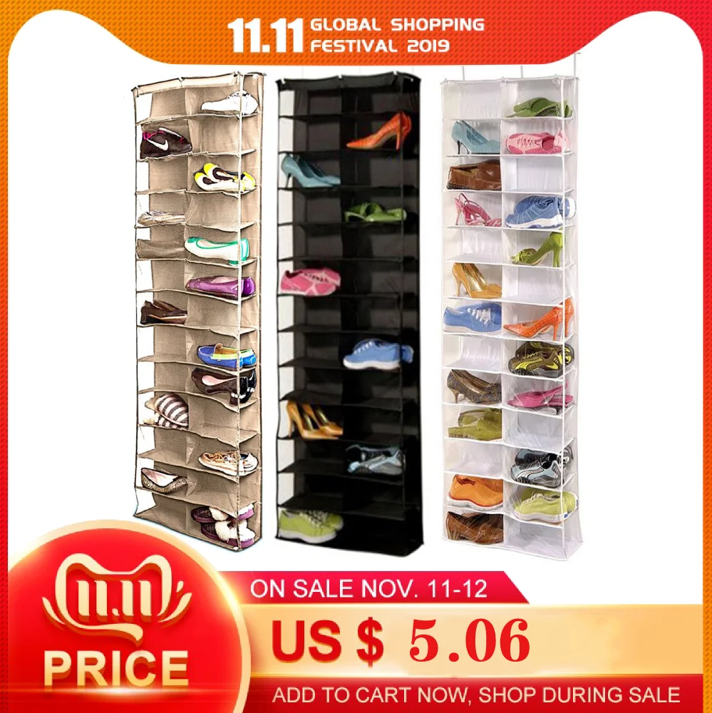 Household Useful 26 Pocket Shoe Rack Storage Organizer Holder, Folding