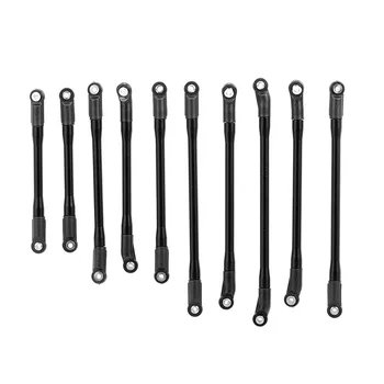 

10Pcs/Set Metal Link Set Plastic Rod End for 1/10 RC Crawler Car Axial SCX10 II 90046,Black