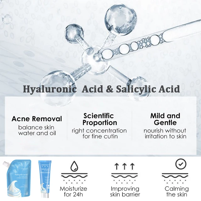 Hyaluronic Salicylic Acid Ice Cream Mask Acne Remover Treatment Moisturizing Nourishing Whitening Shrink Pores Face Skin