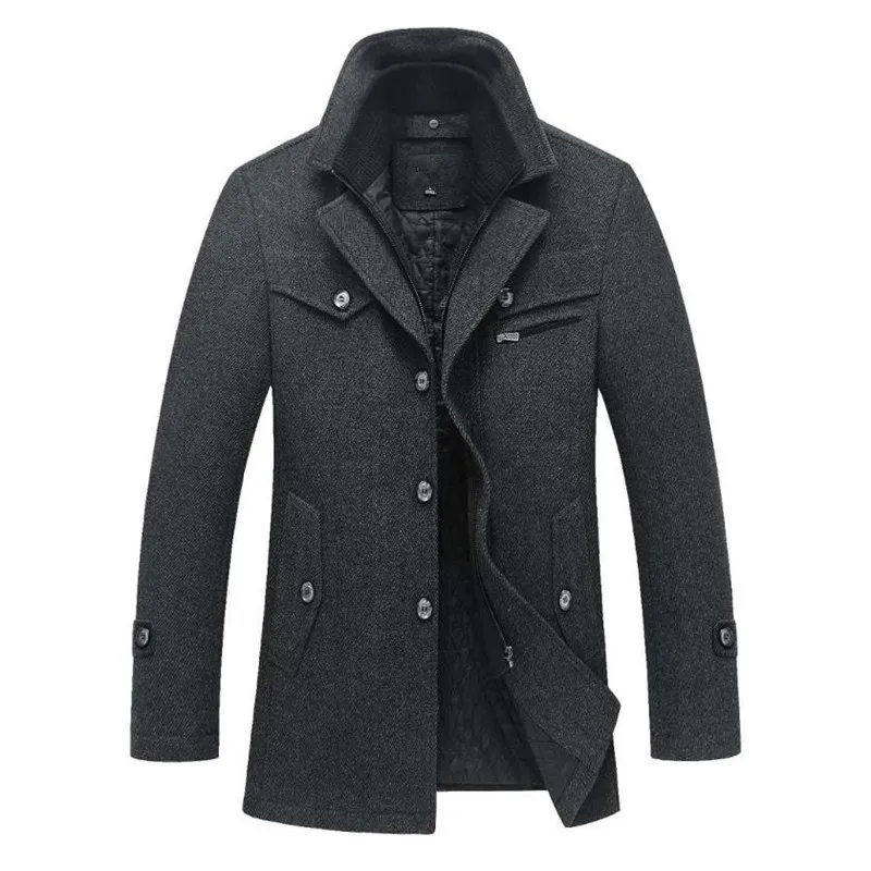 Winter men's wool coat warm business casual windbreaker men's jacket coat solid color thick section M-5XL coat men Winter men's wool coat warm business casual windbreaker men's jacket coat solid color thick section M-5XL coat men