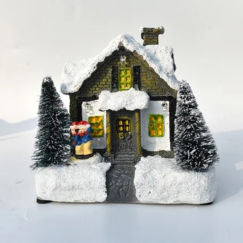 

Christmas Decorations Winter Snow Lantern Christmas Tree Snow View House Desktop Decoration LED Light Snow View Room