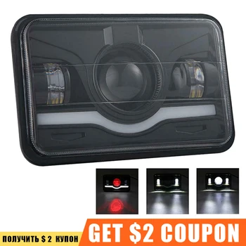 

12-24V 5" 4X6'' LED Headlight 45W Sealed Beam Led Work Light With H4 Plug Replacement for Motorcycle Headlight For Ford for Jeep