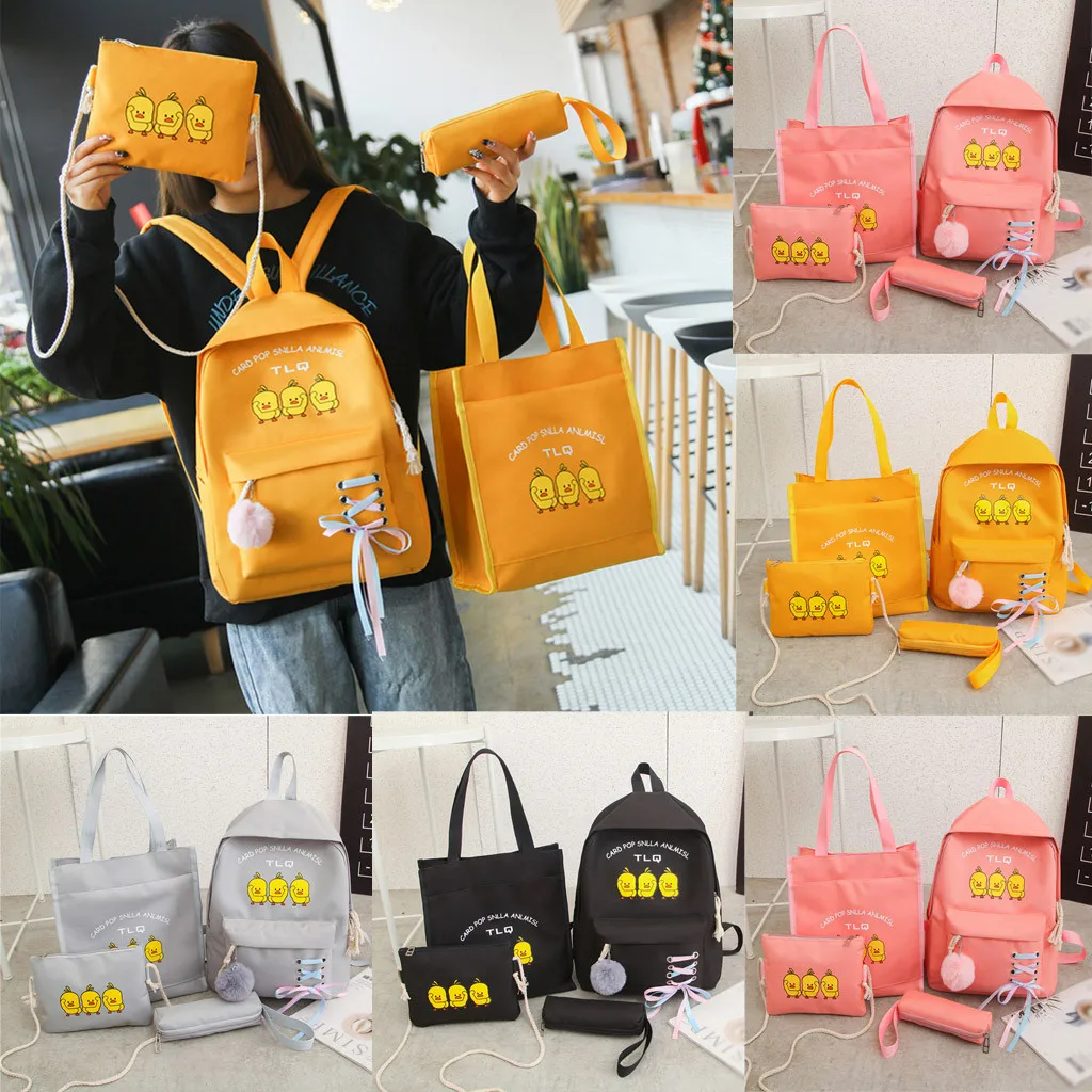 Fashion Wanita Kolam Ransel Perjalanan Tas Empat Buah Set Kanvas Warna Solid Ransel Zipper Fashion Panas Dijual 2019 Wanita Mendaki Tas Aliexpress