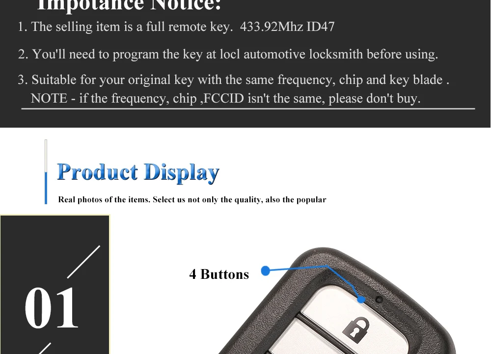 HITAG-3 astuto ID47 PCF7938 del bottone 433.92Mhz di chiave 4 dell'automobile di Keyforkess per l'automobile ibrida di Elysion di Honda Odyssey senza chiave andare 10 HITAG-3 astuto ID47 PCF7938 del bottone 433.92Mhz di chiave 4 dell'automobile di Keyforkess per l'automobile ibrida di Elysion di Honda Odyssey senza chiave andare - H326fb293114046c890944e34a76987755