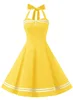 Vintage Halter Yellow Dress Sexy Retro Robe Femme Pin Up Rockabilly Party Dress Big Swing Vestidos Summer Clothes for Women 2022 ► Photo 1/3