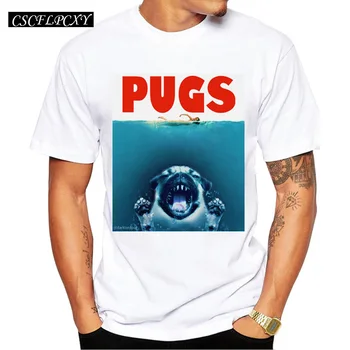 

New Arrivals Fashion PUGS jaws Design Men's T Shirt Boy Hipster Cool Tops Casual T-shirt