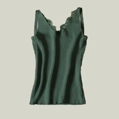 Dark Green Сексуальный базовый кружевной топик, летний вязанный топ на бретелях для женщин, топик для женщин, Топик с высокой эластичностью, повседневный Топ - Цвет: Dark Green