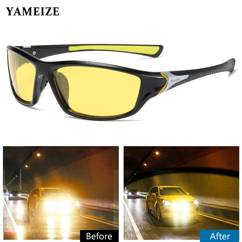 YAMEIZE Anti-Glare Night Vision Glasses For Men Polarized Sunglasses Driver Goggles  Night Driving Glasses Lunette De Soleil UV