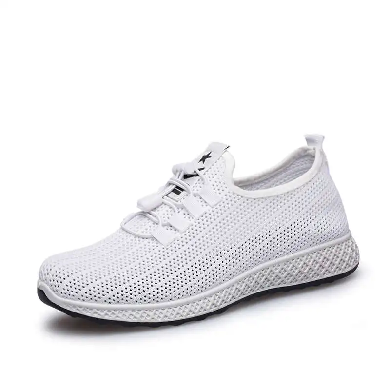 white Vogue Nice Sneakers Casual Men Vulcanized Shoes Breathable Mesh Male Shoes Mens Lace Up Flats Shoes Zapatos Fashion - Цвет: white