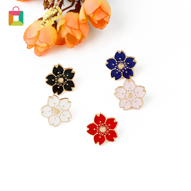 

Cherry Blossom Flower Enamel Brooch Pins Cartoon Badges Brooches Women Gifts Jewelry man Glittery