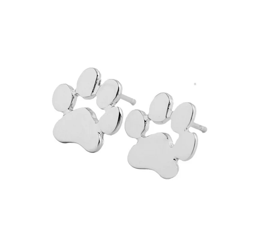 Милые женские серьги с принтом в виде лапы, женские серьги-гвоздики в виде собачки, кошки, лапы, подарочные серьги-гвоздики с принтом в виде лап