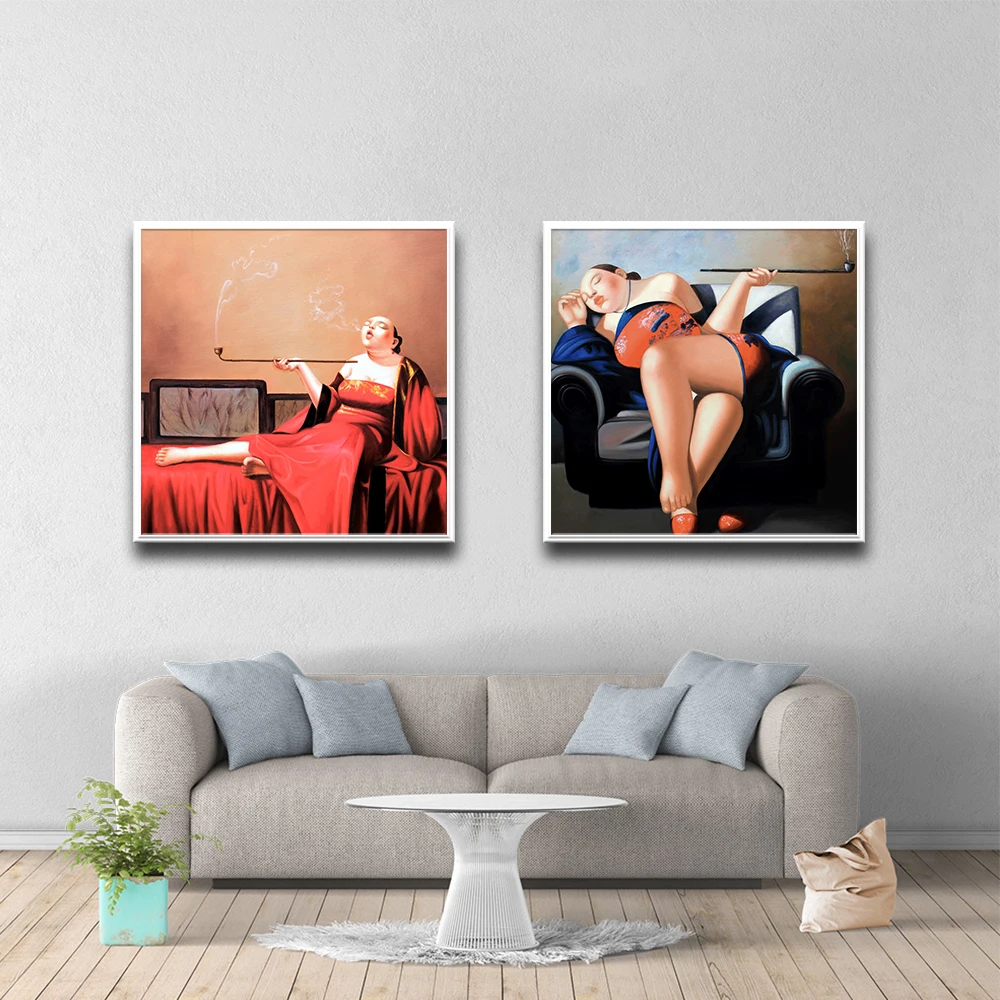 

Modern Portrait Of A Fat Lady Hand Painted Canvas Oil Paintings Print Picture Wall Art Living Room Bedroom Home Decor Cuadros