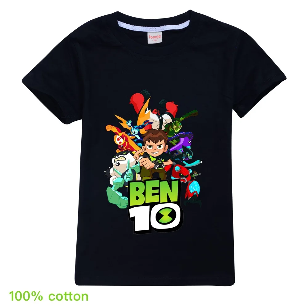 Ben10/Одежда для маленьких мальчиков с круглым вырезом и рисунком; модные хлопковые топы для девочек; новогодние майки унисекс в европейском и американском стиле; Новинка