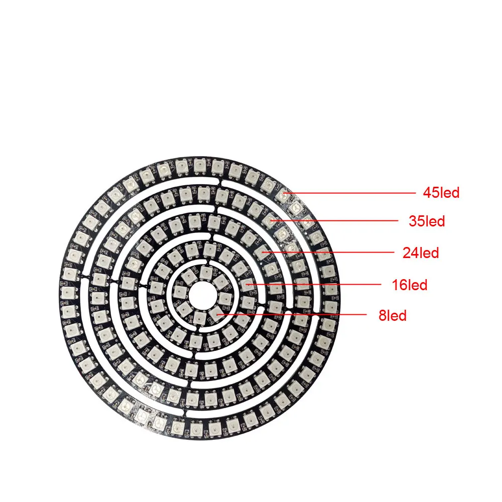 WS2812B Адресуемых СВЕТОДИОДНЫЙ пиксельное кольцо 1/8/16/24/35/45 светодиодный s WS2812 5050 RGB светодиод кольцо Цвет IC встроенный СВЕТОДИОДНЫЙ