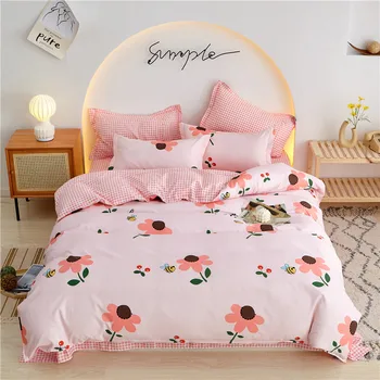 

Pink Pastoral bedding sets,With Pillowcase 220×240 duvet cover Set Flower pattern 200×230 Quilt Cover Queen King bed set 2020