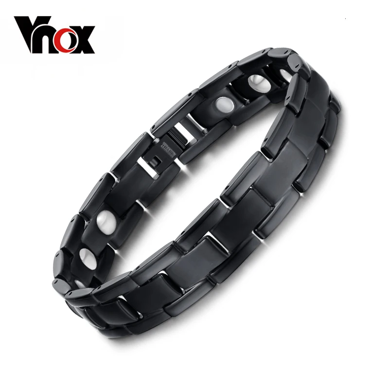 Vnox 100% Titanium Black Bracelet Bangle for Men Jewelry Magnet Magnetic Health Care | Украшения и аксессуары