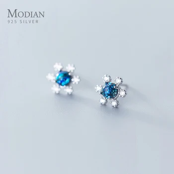 

Modian Colorful Crystal Blooming Flower Sterling Silver 925 Stud Earring for Women Luxury Wedding Engagement Statement Jewelry