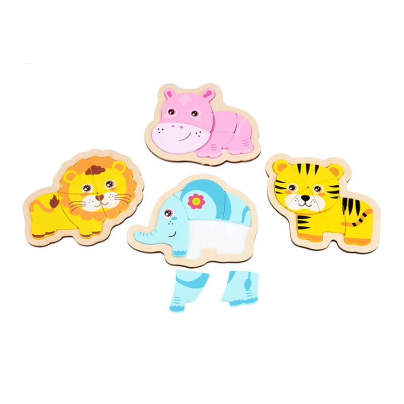 New Baby Learning Toys Montessori Wooden Puzzle Hand Grab Board Early Educational Toy Cartoon Vehicle Transport Puzzle Toys