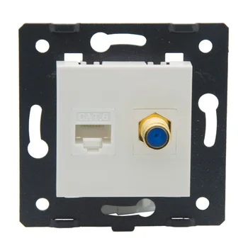 

EU 80 Style CAT6 RJ45 F RG6 TV Female To Female Wall Plate