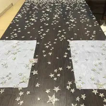 Y03#5 ярдов/партия темно-синяя сетка серебряная звезда узор клееный блеск печати тюль сетка кружева для шоу/свадьба/вечернее платье/вечерние