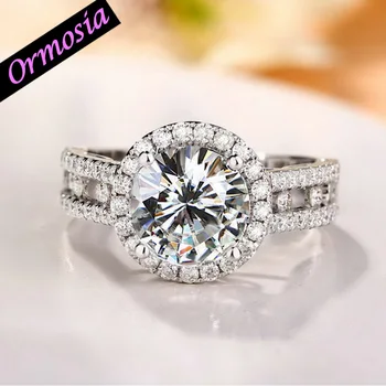 

ORMOSIA 2.0 3.0 Carat Moissanite Solid 14K White Gold Ring For Women Wedding Engagement Ring Crown Style