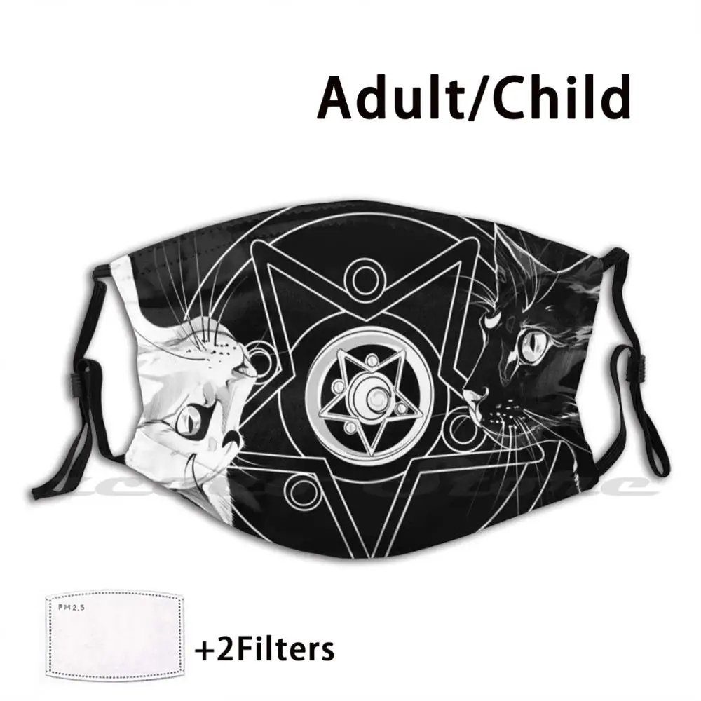 

Gothic Cats Mask Cloth Washable DIY Filter Pm2.5 Adult Kids Gothic Sailor Moon Cats White Cat Black Cat Arutemisu Runa Yin Yang