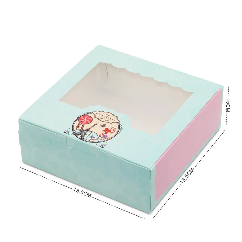 10 шт бумажная Подарочная коробка с окном Свадебная вечеринка Розовый венок из крафт-бумаги коробка для торта упаковка для еды коробки Рождественская коробка для конфет - Цвет: Green Iron Tower M