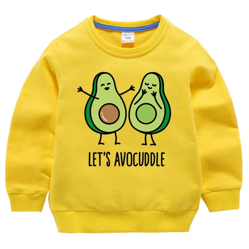 Детский хлопковый пуловер с принтом авокадо Let's Avocuddle для девочек топы для маленьких мальчиков, осенняя одежда свитшоты для мальчиков - Цвет: T1203H-yellow