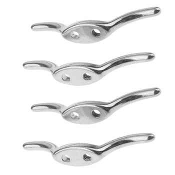 

4 Pack Rope Line Cleat (2.6 Inch) - Stainless Steel 316 - Canoe, Kayak, Boats, Docks Flagpole Clip Clamp