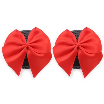 1 Pair Sexy Sequin Nipple Cover With Red Bowknot Women Temptation Nipple Stickers Covers Reusable Silicone Pasties Accessories PASTIES color: Black|Red 