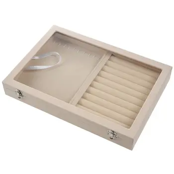 

Fleece Jewelry Box Plate Jewelry Display Earring Holder Ring Necklace Display Tray Stand Organizer Box Case Watch Display Pink
