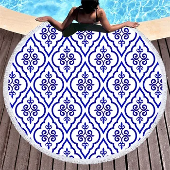 

Geometric Beach Towel Round Towel Large for Adult Marble Texture Toalla Tassel Stylish Stone Beach Mat Blanket 150cm