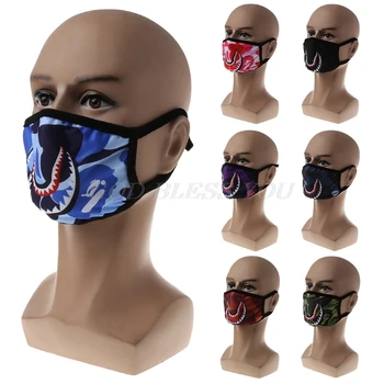 

1PC Cartoon Fashion Mask Shark Mouth Print Dustproof Anti-pollen Personality Mask Unisex European And American Street Mask