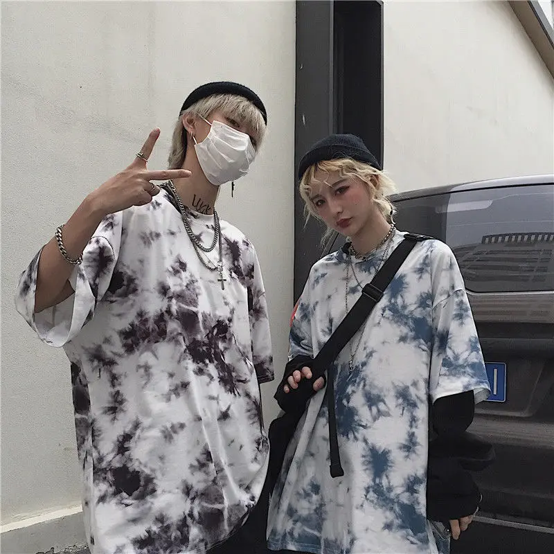 

NiceMix Summer Korean Harajuku bf style hip hop retro short-sleeved female loose couple T-shirt tops for Lovers pareja camisetas