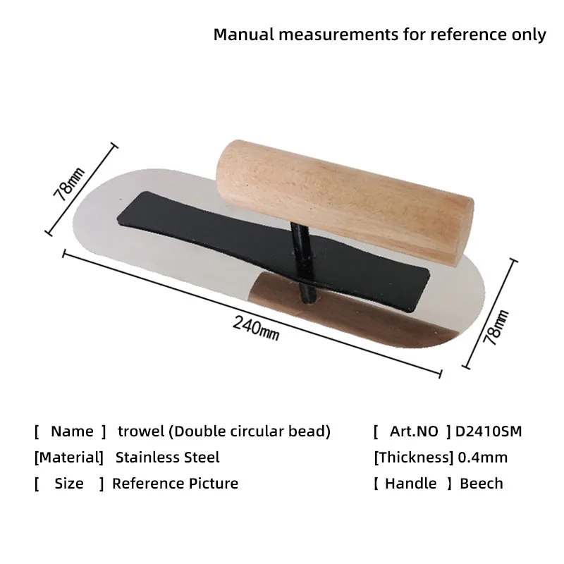 Description Picture 4 of itemStainless Steel trowel Putty Knife Shovel None-nail Pushing Knife Putty Batch Ash Knife Spade diatom mud Art paint Tools