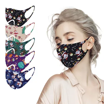 

5Pcs Christmas Print Mask Mascarilla Masker Dust-proofCloth Mask Protection Washable Breathable Masks Masque Mondkapjes