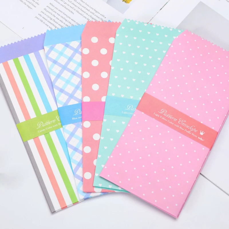 Paper Envelopes 5Pcs/Set Fresh Candy Color Series Cute Kawaii Wedding Invitation Blessing Greeting Card Letter Gift Envelope kraft paper envelopes mailing envelopes