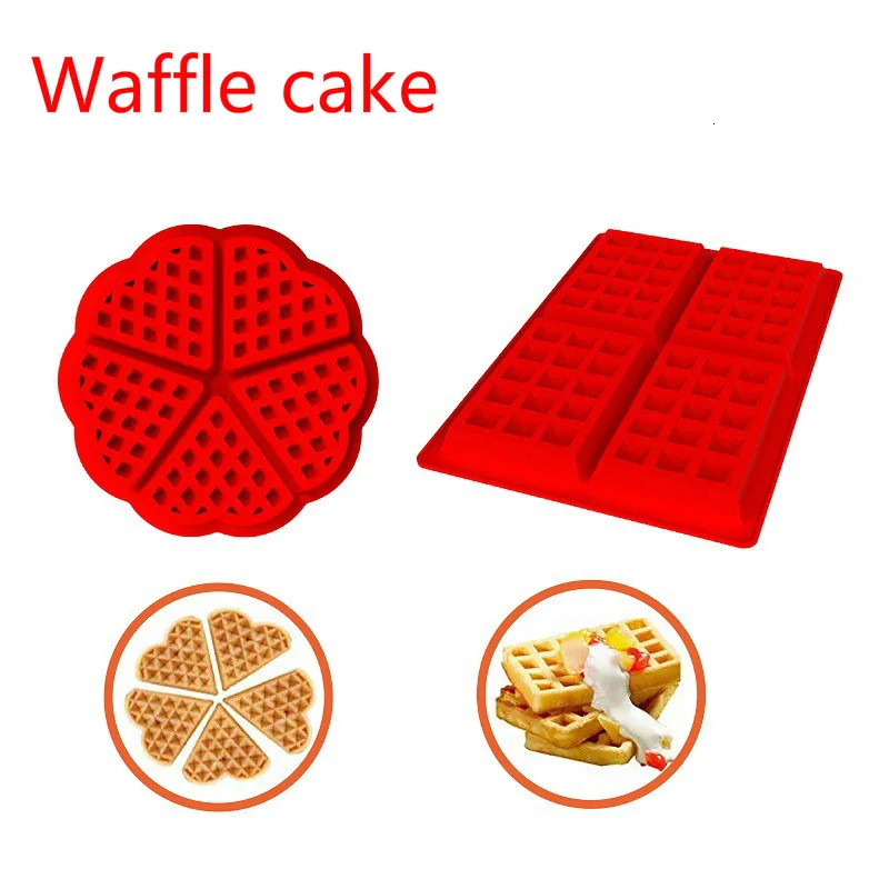 

With 2 Waffle Molds High-temperature Baking Silicone Waffle Mold Cake Mould Non-stick Kitchen Bakeware Home Kitchen Baking Tool