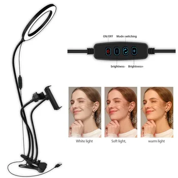 Billige 3 In 1 Foto Studio Selfie 7,87 Zoll LED Ring Licht Mit Handy Halter Für Youtube Live-Stream Make-Up Live Mobile Halter