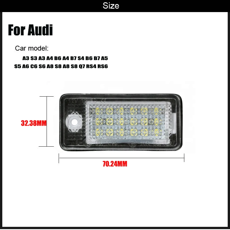 2 шт. Светодиодные Автомобильные номерные знаки для Audi A3 A4 S4 A5 A6 A8 Q7 Rs4 S8 18smd светодиодные авто лампы в сборе