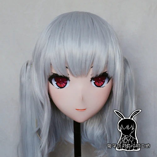Кролик 46) Полная Голова кроссдресс Девушка BJD кукольная маска страшный вампир COS мультфильм аниме Реалистичная силиконовая Kagarino Kirie Косплей Маска кигуруми Трансвестит с серебристый парик