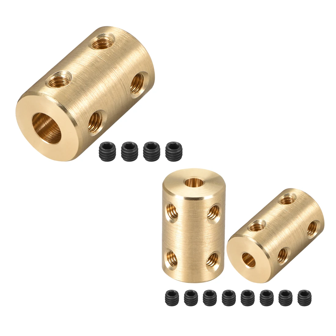 

uxcell 1/2pcs Shaft Coupling 4 to 4 - 10 to 10mm Bore L22xD14/L22xD16 Robot Motor Wheel Rigid Coupler Connector Gold Tone