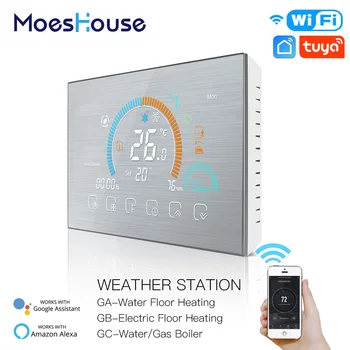 

WiFi Thermostat Programmable Temperature Controller Underfloor Water/Gas Boiler Weather Station Tuya Smart Alexa Voice Control