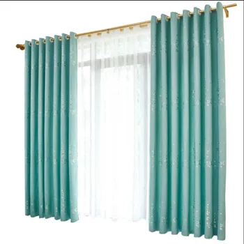 

Pure Color Jacquard Curtains for Bedroom Holly Leaf Printed Full Light Shading Curtains Polyester Cotton Window Deco Custom Made