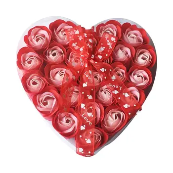 

Lovely 24 Pcs Red Scented Bath Soap Rose Petal in Heart Box (Red)