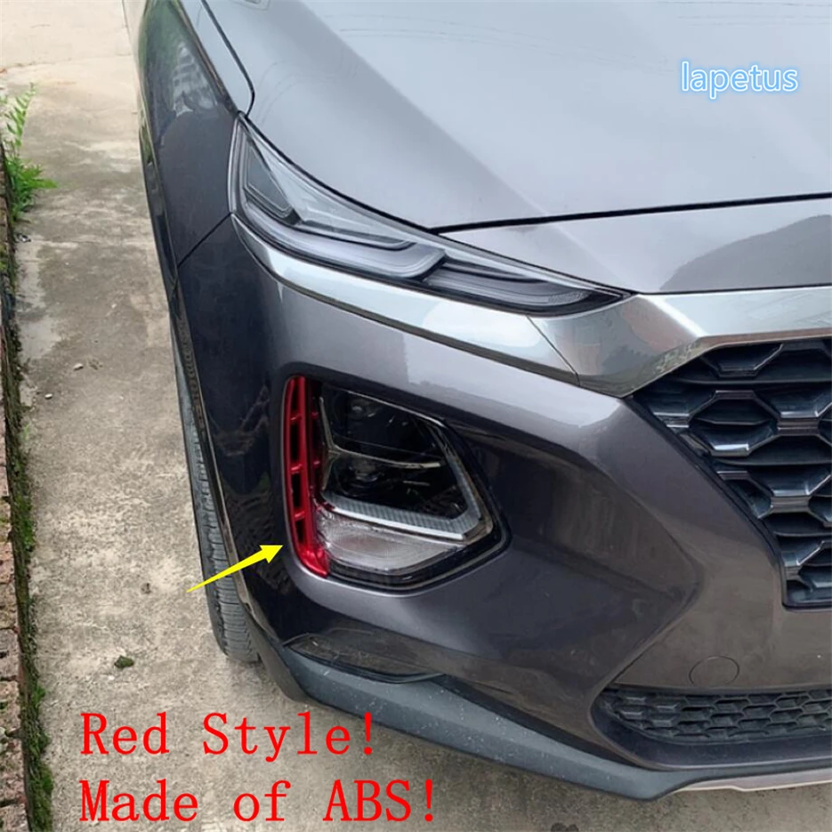 

Lapetus Front Fog Lights Lamp Eyelid Eyebrow Decoration Overlay Strip Cover Trim 2 Pcs Fit For Hyundai Santa Fe 2019 2020 ABS