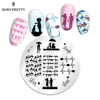 

BORN PRETTY Nail Stamp Template Plate Cute Birds Love Heart Image Love Theme Nail Art Stencil Nail Art Decorations BP71