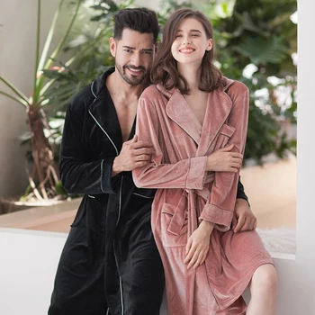 

Men Velvet Bathrobe Soft Homewear for Spring Autumn Men's Home wear Man's Loungewear and Nightwear Spa Robes