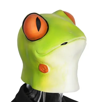 

Mascarello Realistic Green Frog Mask Cute Face Animal Ball Rave Purge Cartoon Dress For Party Ball Costume Cosplay Ball
